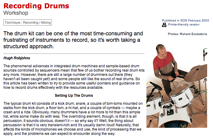 SOS: Recording Drums Workshop