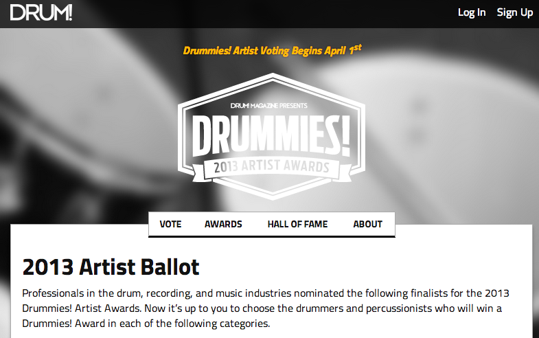 Vote now for 2013 Drummies! Artist Awards