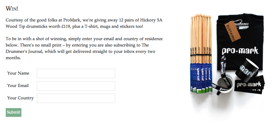Win Free Sticks from The Drummer’s Journal
