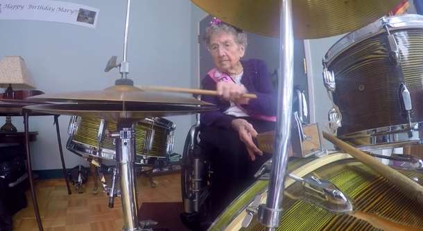 Woman, 99, Celebrates Birthday by Rocking Out on Drums
