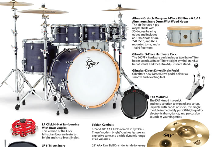 Win gear from Gretsch, Sabian, LP, KAT and more from Modern Drummer